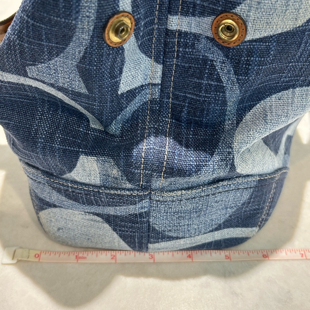 Coach Denim Signature Monogram Satchel Leather Shoulder Bag + Original Dust Bag - Picture 13 of 14